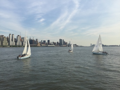Sailing school-Three j-24s on the Hudson